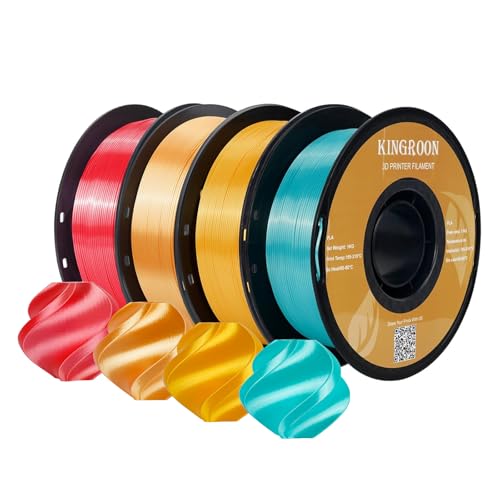 Kingroon Silk PLA Bundle 3D Printer Filament, Dimensional Accuracy +/- 0.03 mm, 10 kg Spool(22lbs)