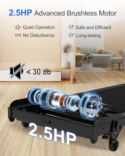 Lichico Walking Pad Under Desk Treadmill，Portable Small Treadmills for Home and Office，Super Quiet Brushless Motorized Walking Jogging Running