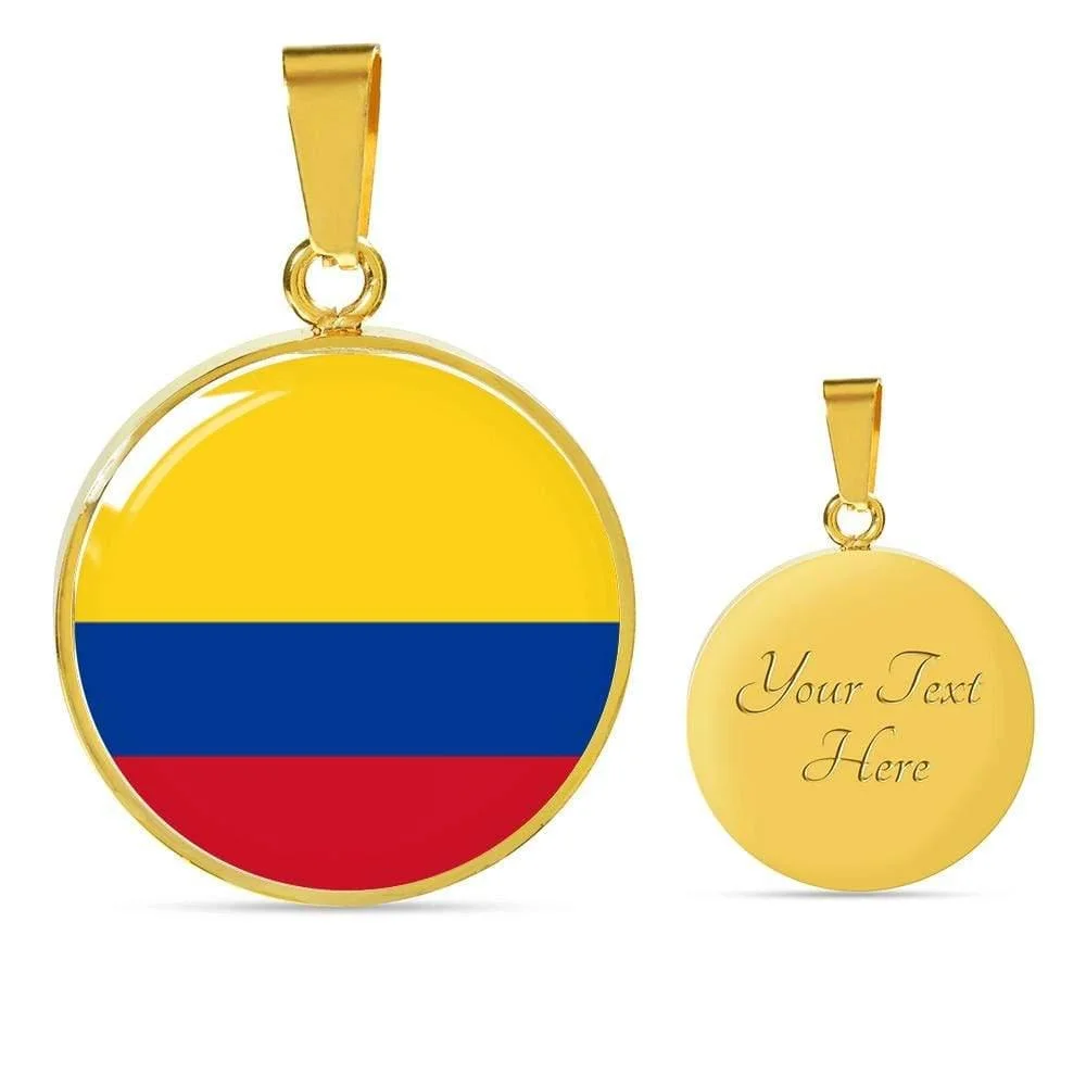 Colombia Flag Necklace Stainless Steel or 18k Gold 18-22"