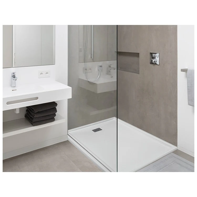 Shower Base Multiple Threshold White 60 x 30 Inch Acrylic Right Hand Drain