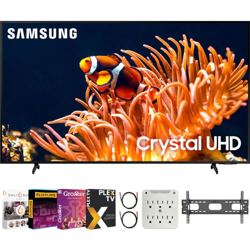 Samsung 65 Inch DU8000 Crystal UHD LED 4K Smart TV Bundle with 2 YR CPS Enhanced Protection Pack (2024 Model)