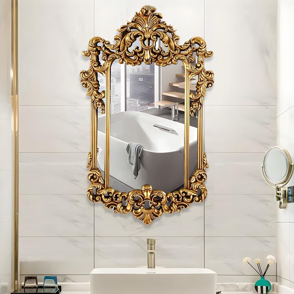 SOYDAN Antique Ornate Gold Wall Mirror with Resin Frame, Decorative Traditional Mirror Elegant Inspired Wall Decor for Living Room,Bedroom,Entryway
