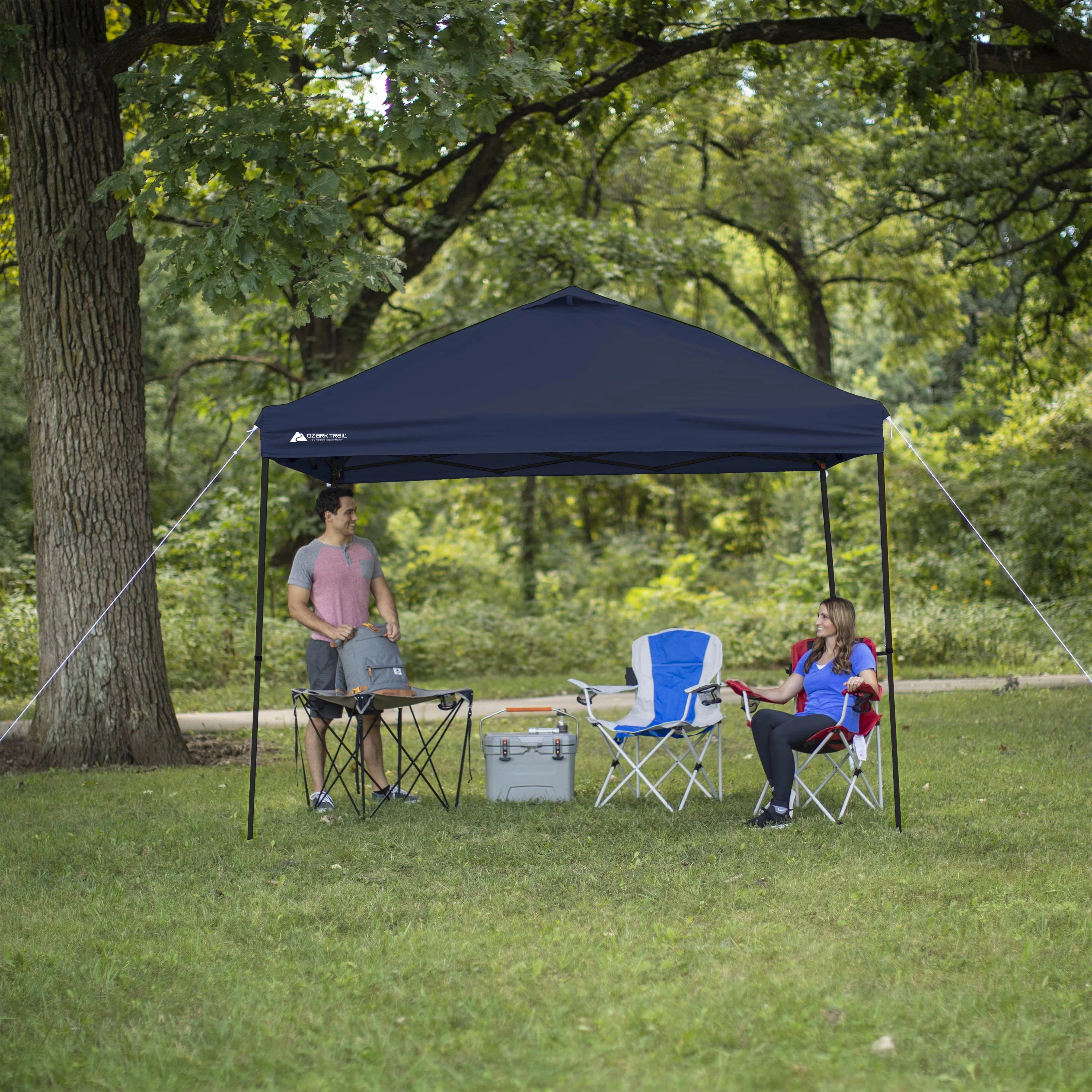 Ozark Trail Simple Push Straight Leg Instant Canopy, White, 10 ft x 10 ft