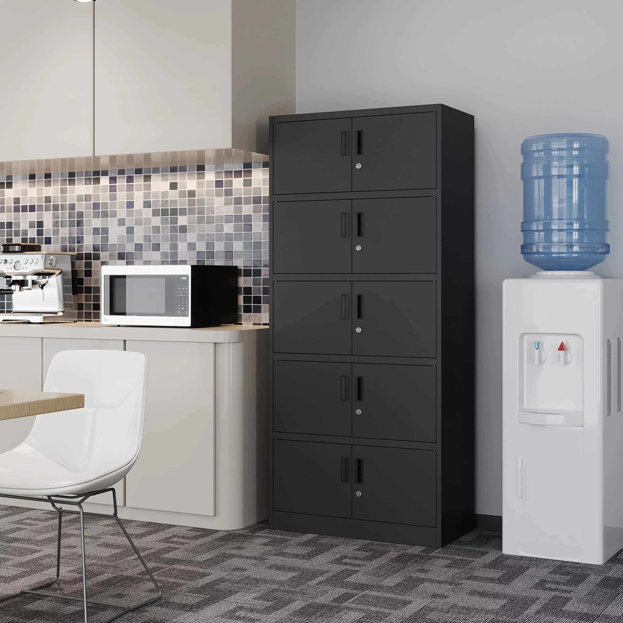 STANI STANI Metal Storage Cabinet with Lock - 71" Garage Storage Cabinet with 10 Locking Doors, Black Steel Lockable Tool Cabinet for Office,Home