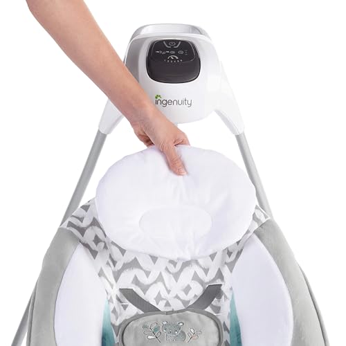 Ingenuity SimpleComfort Lightweight Compact 6-Speed Multi-Direction Baby Swing, Vibrations & Nature Sounds, 0-9 Months 6-20 lbs (Pink Cassidy)