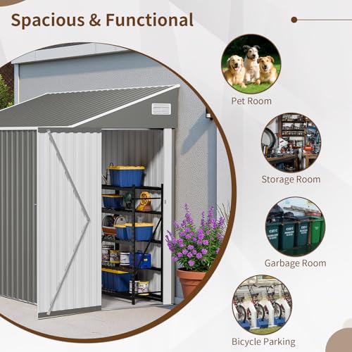 NicBex 6×5 Resin Outdoor Storage Shed with Floor & Window– All-Weather Lockable Small Tool Shed