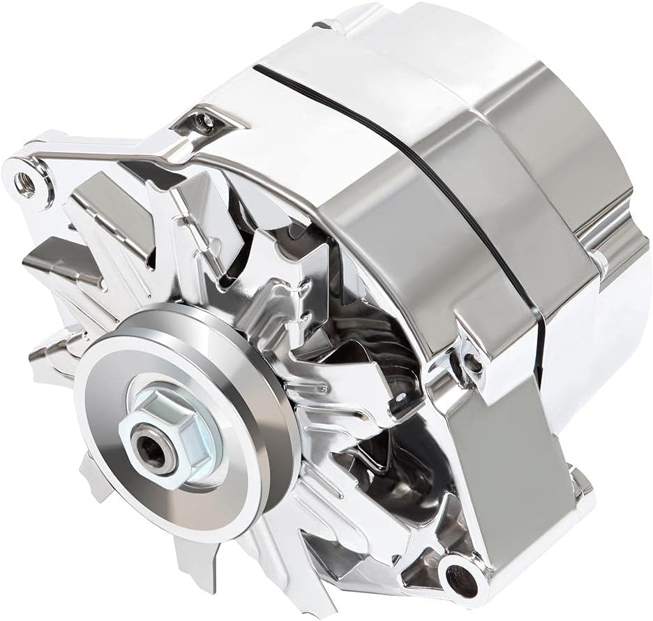 Automotive Alternator Compatible for 120Amp Chrome 1 Wire Self Exciting Street Rod GM 305 350 BBC SBC