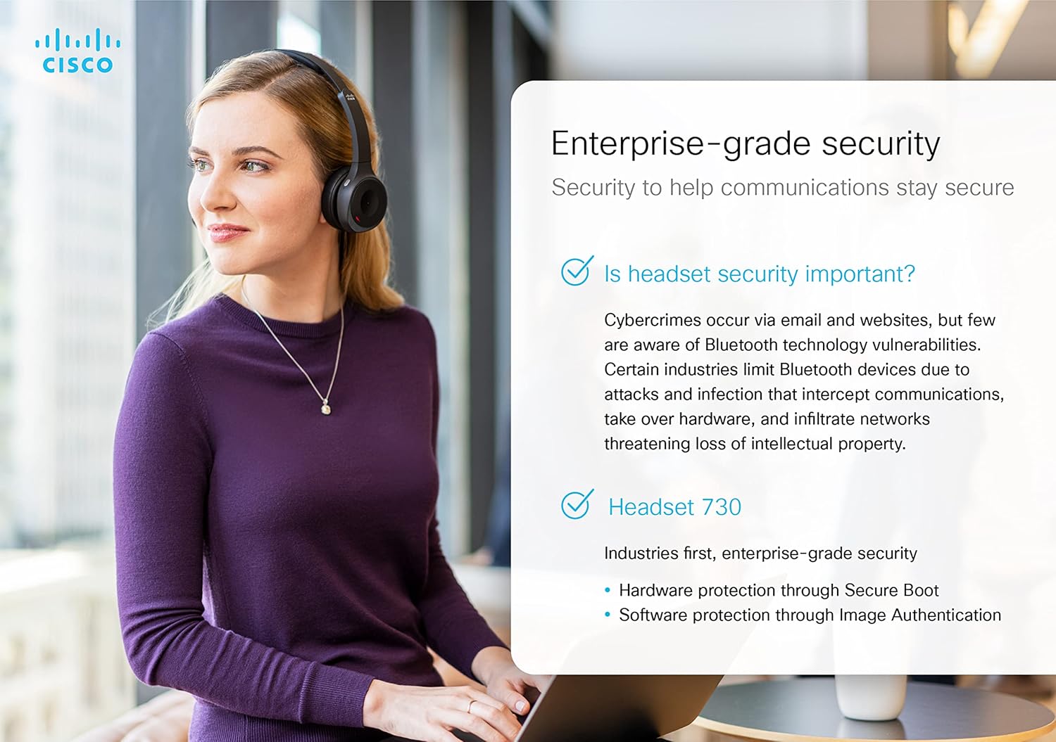 Cisco Headset 730, Wireless Dual On- Ear Bluetooth Headset with Case, USB-A HD Bluetooth Adapter, USB-A and 3.5mm Cables, Platinum