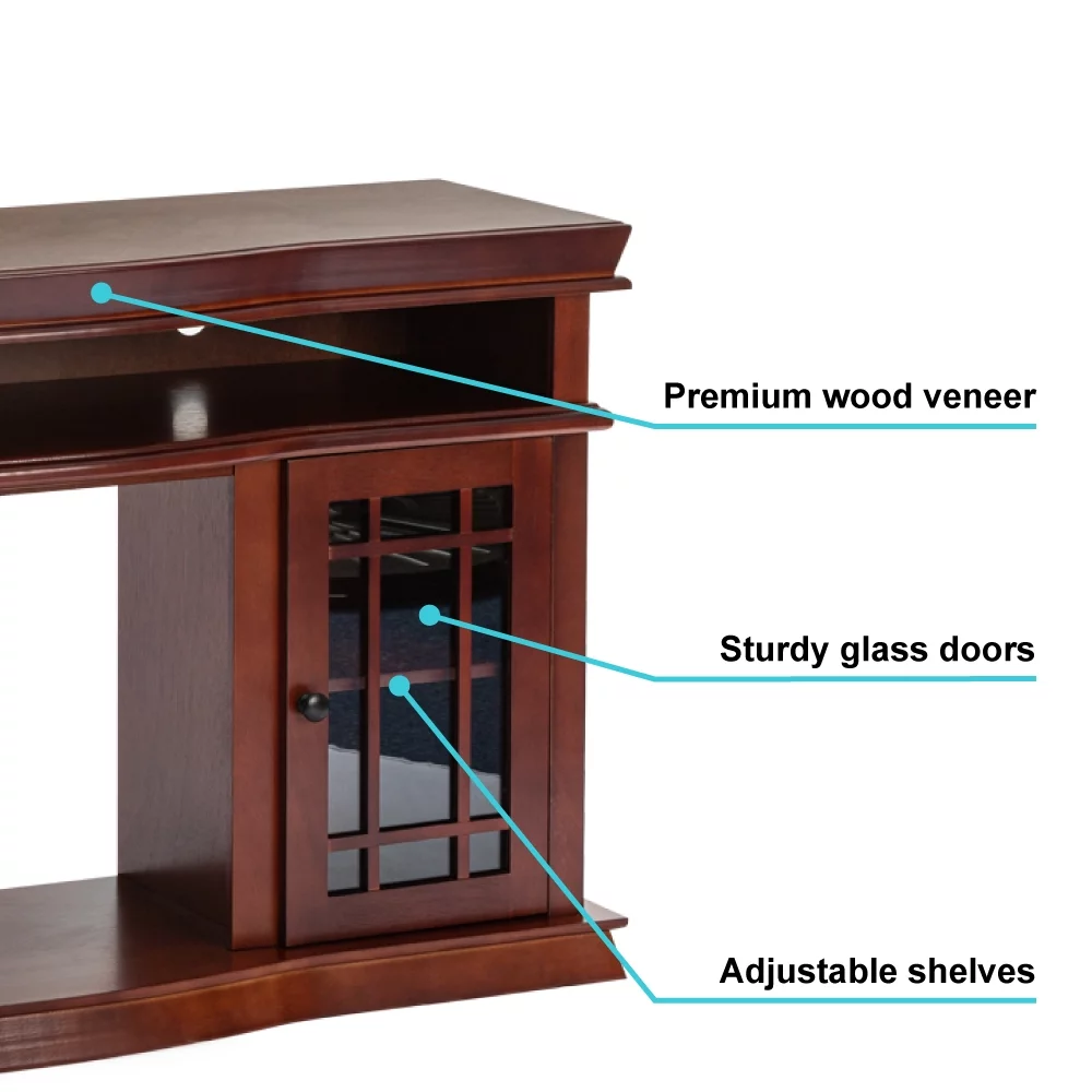 e-Flame USA Jackson Fireplace TV Stand 60" x 33" - Warm Cherry Finish