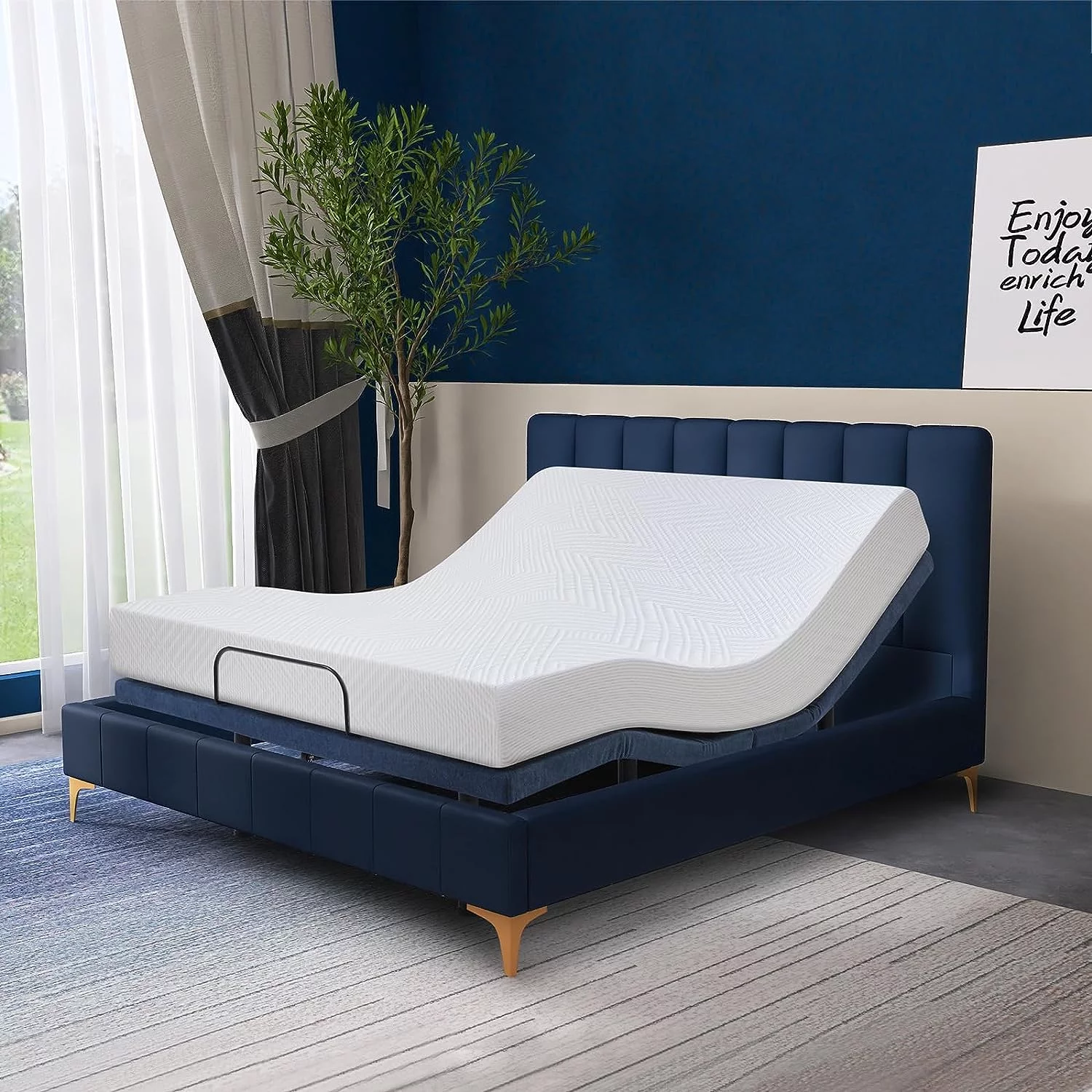 Hcore Adjustable Bed Base,Bed Frame with Head and Foot Incline,Anti-Snore,Zero Gravity, Quiet Motor,Under Bed Lighting,Wireless Remote Control