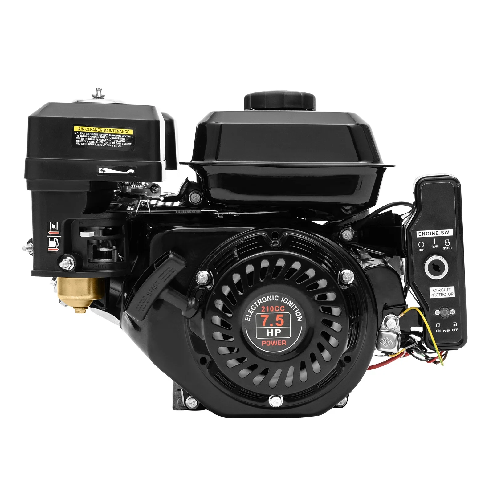 Wuzstar 7.5HP 212CC Go Kart Engine Electric Start Side Shaft Motor OHV Air Cooling Gasoline Engine Motor for Compressor Ripper, Lawn Mower