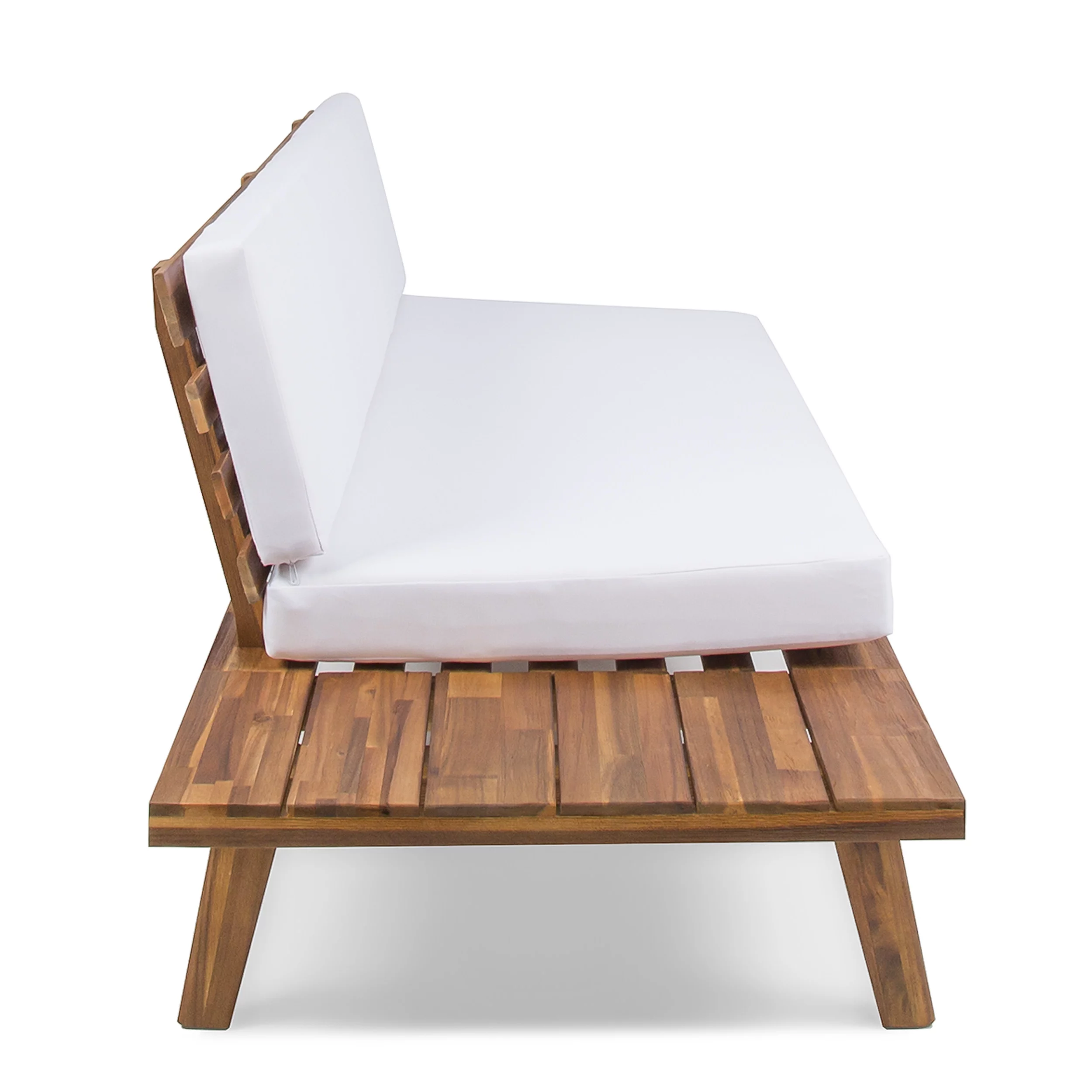 GDF Studio Emmory Minimalist Acacia Wood Left Sided Sofa, Sandblast and White