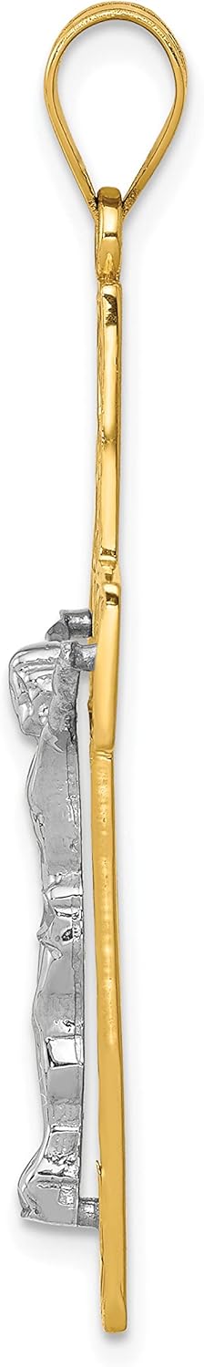 Avariah Solid Gold 10K Two-tone Diamond Cut Large Block Filigree Cross w/Crucifix Pendant - 46mm