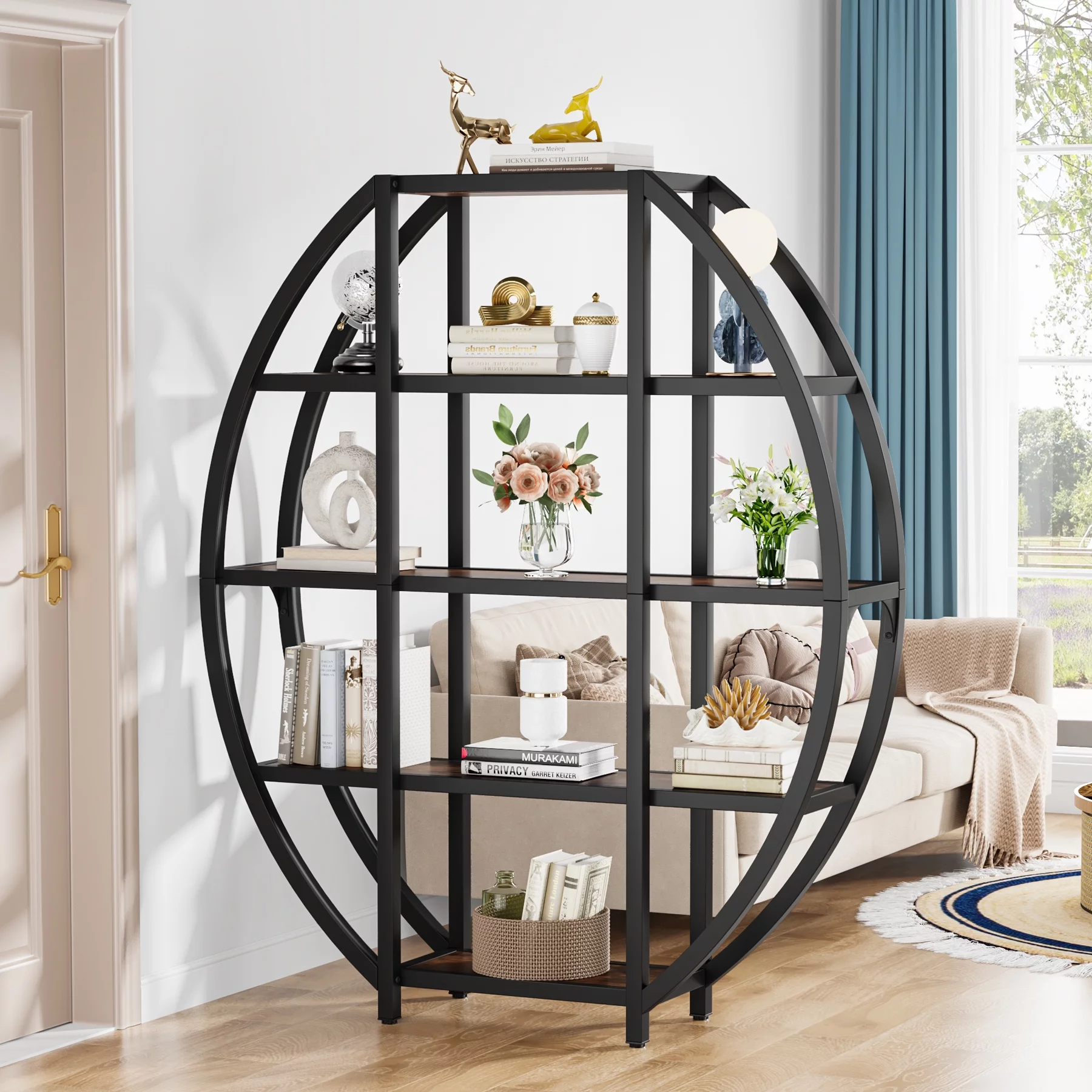 Tribesigns 69" Tall Bookshelf, 5 Tiers Large Etagere Bookcase Storage Shelves