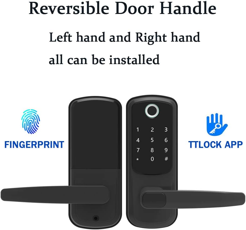 5-in-1 Smart Dore Lock,Arcwares Fingerprint Door Lock with Reversible Handle,Digital Keypad Lock for Home,Office,House Rental,Use APP,IC Card