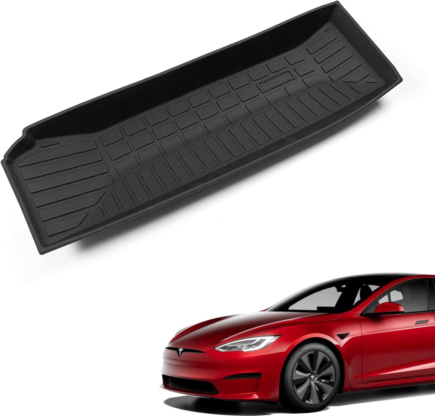 Kingna Fit 2021 2022 Tesla Model S Cargo Liners TPE Car Trunk Mat All Weather for Tesla Model S Accessories (Car Trunk Mat)