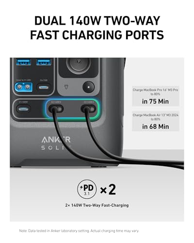 Anker SOLIX C300 DC Power Bank Station, Outdoor 288Wh Portable Power Station, LiFePO4 Battery, 300W Solar Generator, for Camping, Traveling