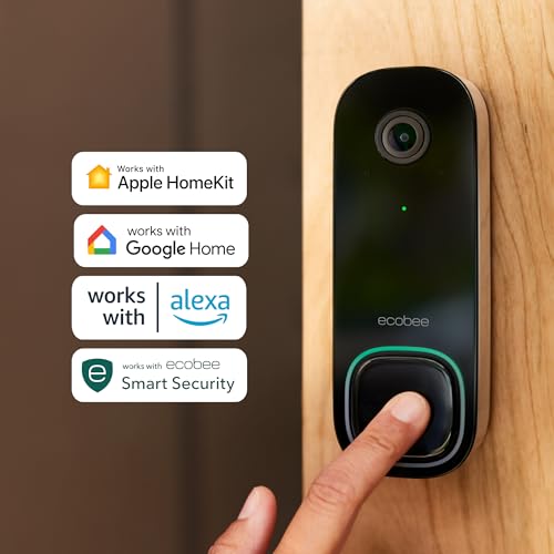 ecobee Smart Video Doorbell Camera (Wired) - with Industry Leading HD Camera, Smart Security, Night Vision, Person and Package Sensors, 2-Way Talk