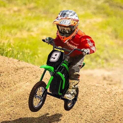 Electric Dirt Bike for Kids, 24V 350W Kids Electric Motorcycle, 3-Speed Modes & Up to 14.29 MPH, Metal Suspension Safe and Shock Proof