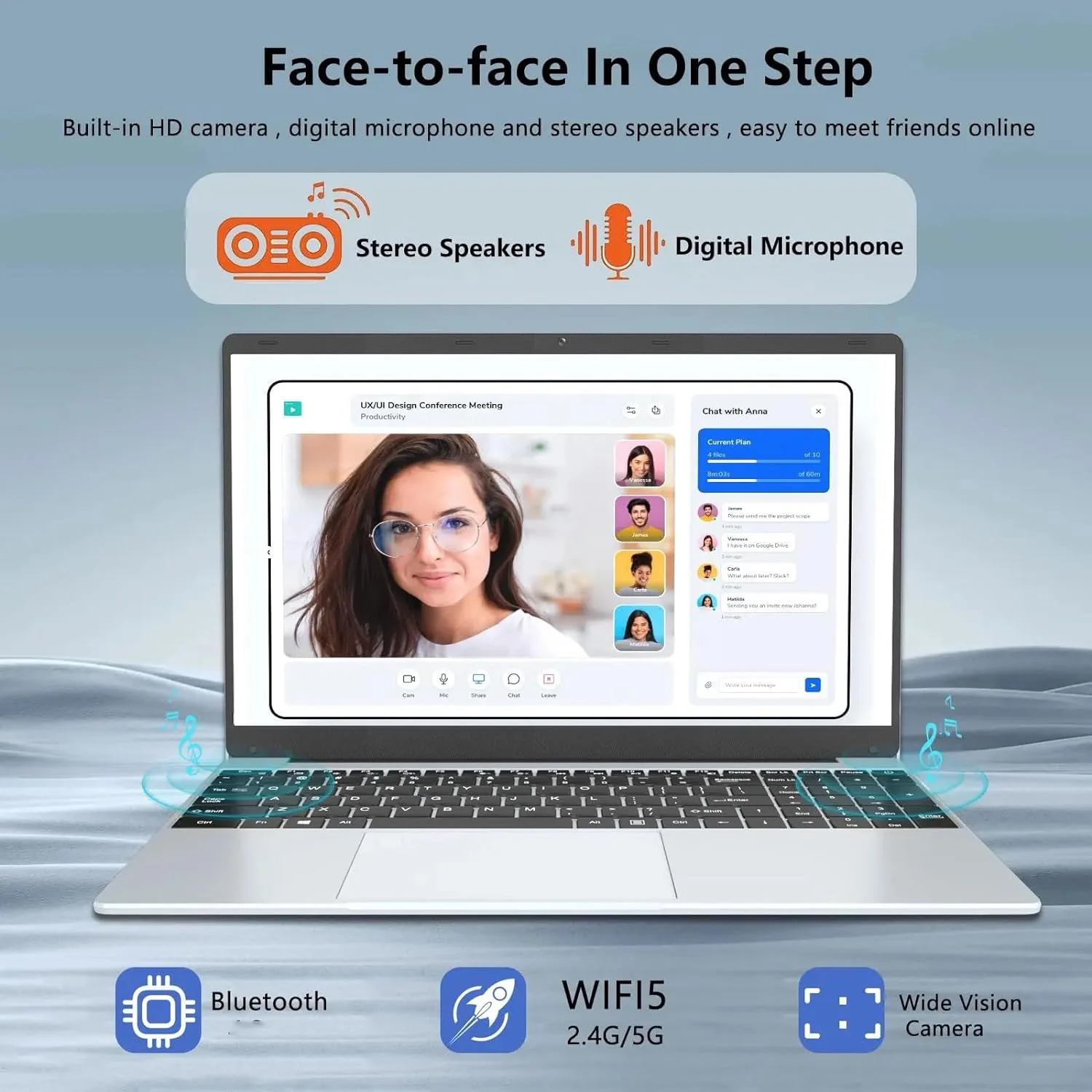 Thunderb E156S 15.6" Laptop - Intel Quad-Core, 8GB RAM, 512GB SSD, Win 11 Pro, Fingerprint, Backlit Keyboard, HDMI, Bluetooth, USB 3.0, HD Webcam