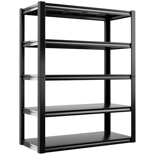 REIBII 48" W Garage Shelving 3000LBS Metal Shelving Heavy Duty Storage Shelves Adjustable Metal Shelf Industrial Pantry Shelves for Warehouse Garage