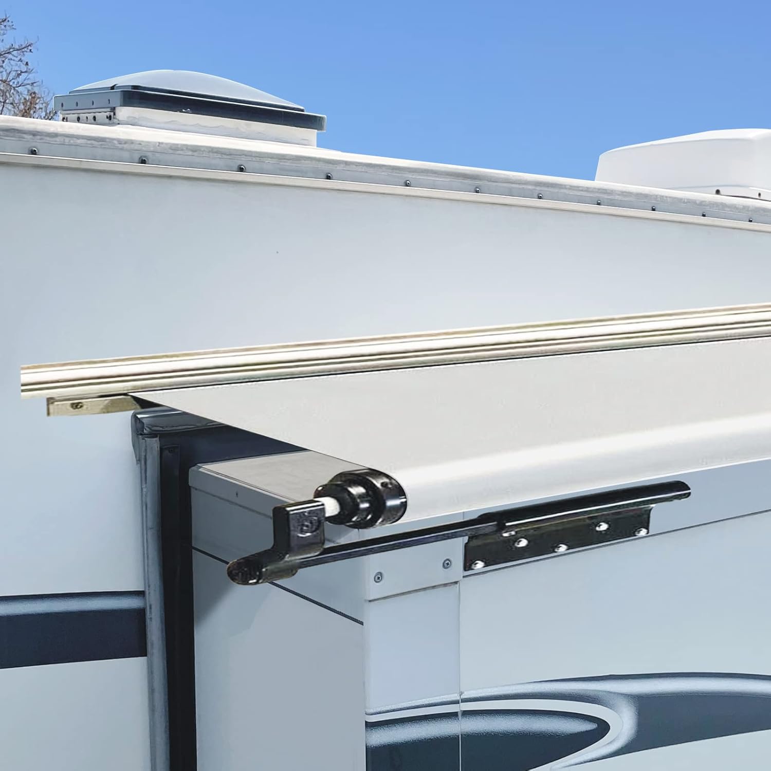 Dulepax-RV Slide Out Awning Fabric Replacement-(46" x 110", White- Fabric only)-Universal Slide-Topper Replacement for 5th Wheel RVs