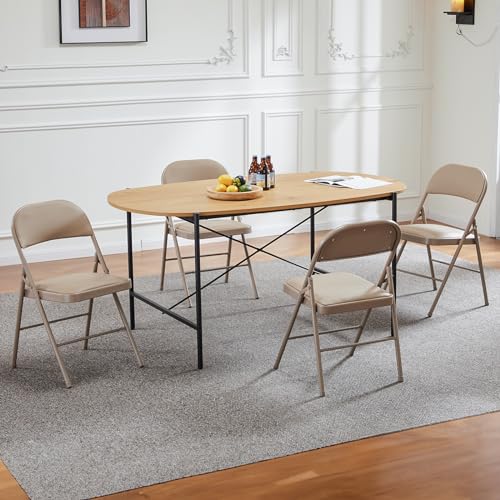 Sweetcrispy Folding Chair 12 Pack, Leather Padded Folding Chairs, Sturdy Metal Foldable Chairs, Easy to Use and Store, Outdoor and Indoor, for Home