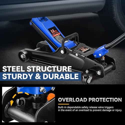 Auto Dynasty 4 Ton Low Profile Floor Jack, Heavy Duty Steel Hydraulic Car Jack with Dual Pistons Quick Lift Pump, Hydraulic Racing Floor Jack