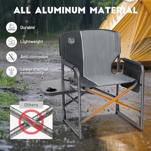 TIMBER RIDGE Folding Rocking Camping Chair, 400lbs Capacity Portable Oversized Outdoor Rocker with Hard Armrests, Cup Holder & Side Pocket