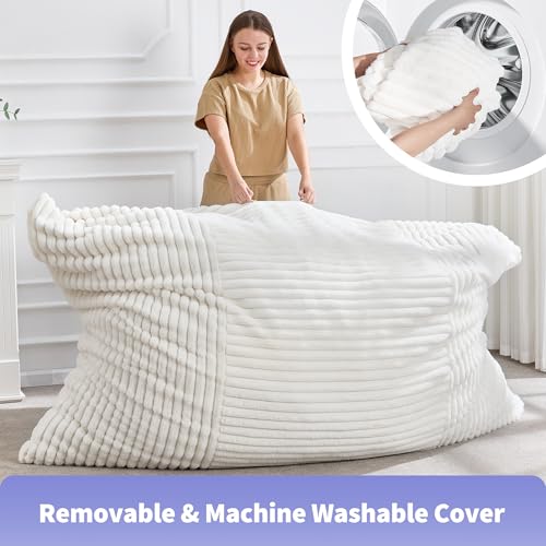 Hobestluk 3 in 1 Bean Bag Chair Giant Bean Bag Chairs Convertible Bean Bag Floor Cushion with Machine Washable Cover