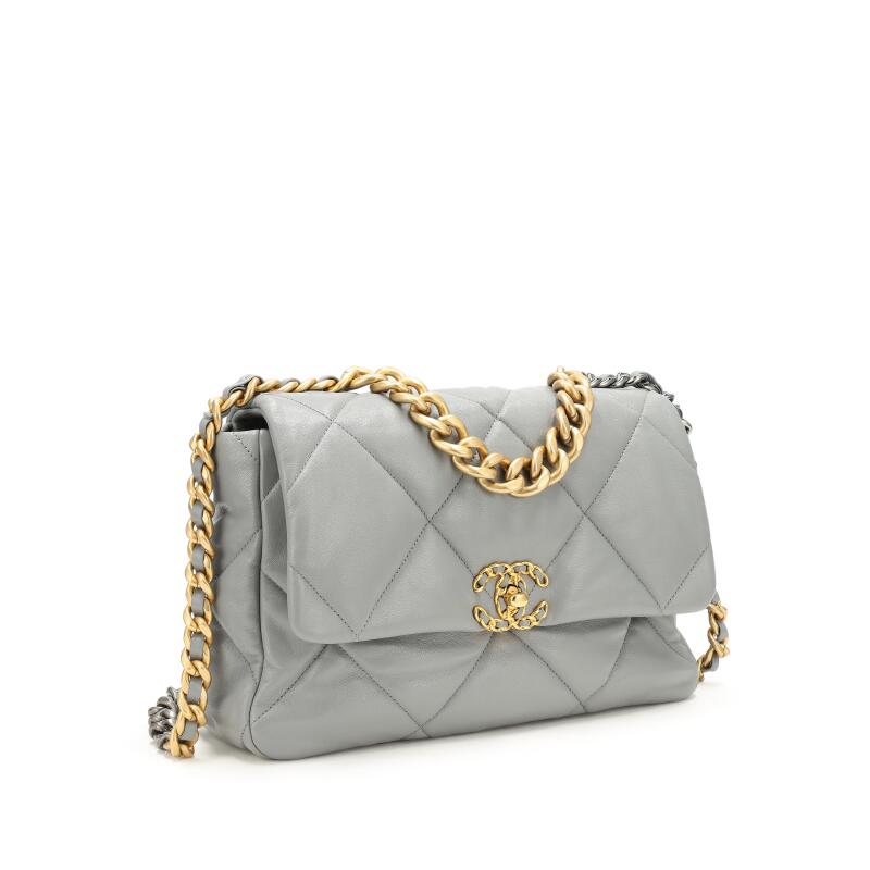 Lambskin Quilted Medium Chanel 19 Flap Dark Grey