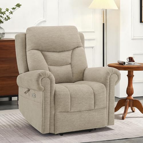 MCombo Triple Motor Power Lift Recliner Chair with Massage and Lumbar&seat Heating, Rolled Arms, Adjustable Headrest for Elderly People