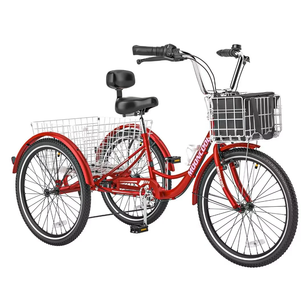 Docred Adult Tricycle 7 Speed 24 Inch Three Wheel Bike Cruiser Trike for Men/Women/Seniors