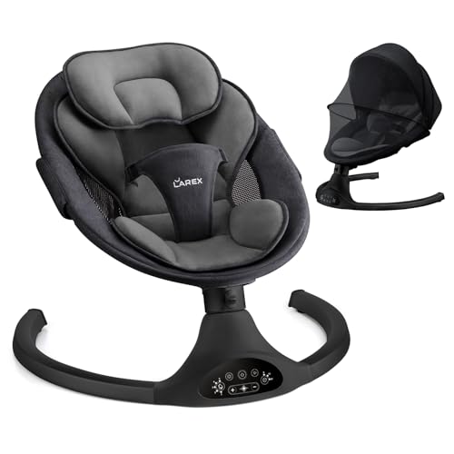 LAREX Baby Swing Infant Swing Electric Toddler Baby Rocker Portable for Newborn Boy Girl, 5 Sway Speeds with Remote Control