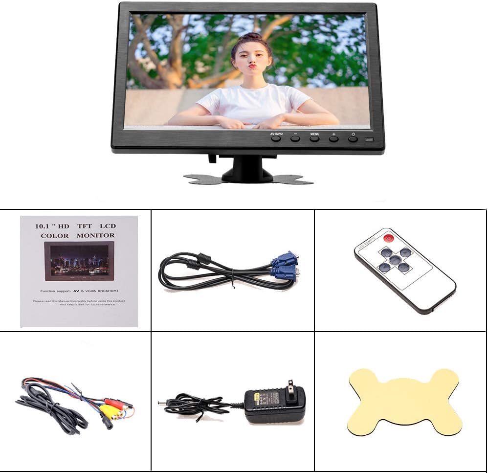 10.1” HD Monitor for Mini TV & Car Video Player & Computer Display TFT LCD Color Screen for Car Backup Camera & Home Security System Built in Speaker