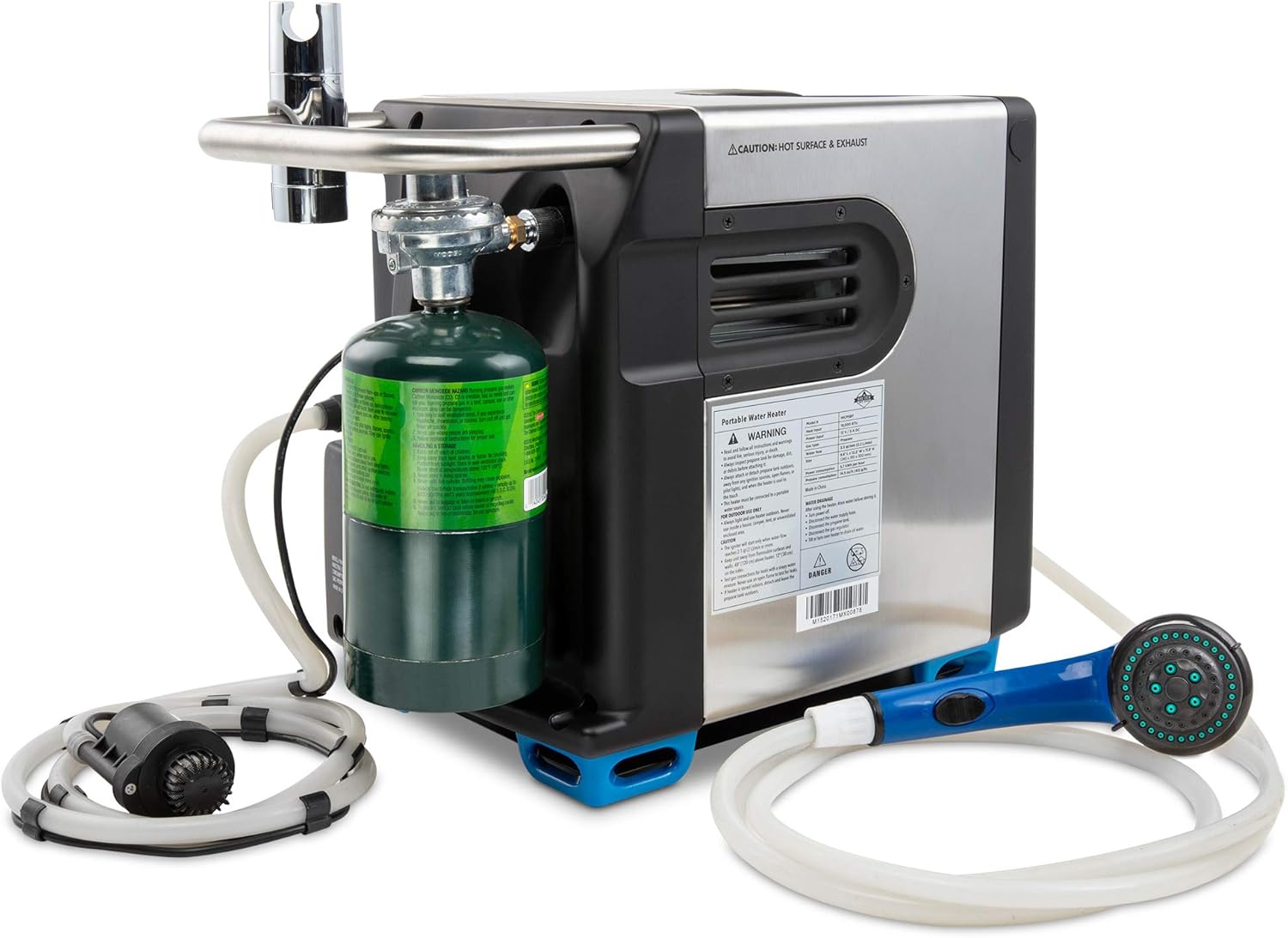 Hike Crew Portable Propane Water Heater & Shower Pump w/Built-in Battery | Compact Outdoor Cleaning & Showering System w/LCD