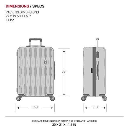 SwissGear 7272 Energie Expandable Hardside Luggage with Spinner Wheels and TSA Lock, Gunmetal, Carry-On 19-Inch
