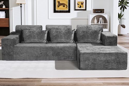 HABUTWAY 105" L-Shape Modular Sectional Sofa Couch for Living Room,No Assembly Required,Modular Comfy Sofa with Deep Seat for Living Room Bedroom
