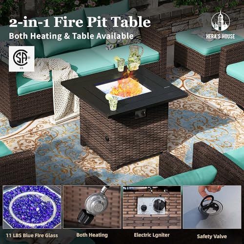 HERA'S HOUSE Patio Furniture Set with 56" Fire Pit Table, Outdoor Patio Conversation Sets