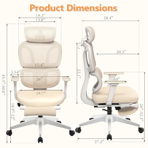 FLEXISPOT ErgoX Premium Ergonomic Office Chair with Footrest- Adjustable 3D Armrests, Dynamic Lumbar Support, Recline & Tilt Function, Mesh Seat