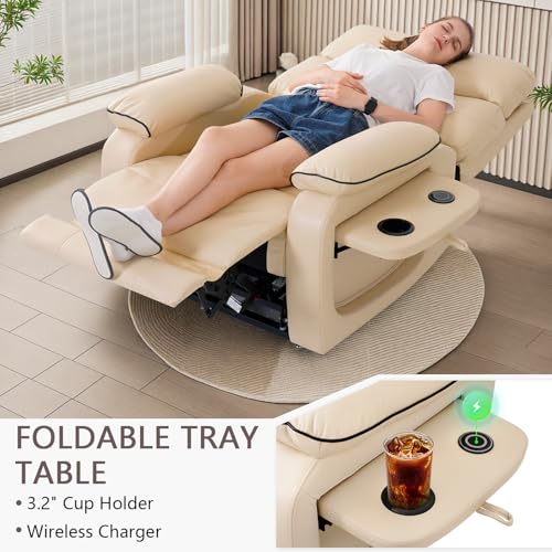 Dual Motor Power Lift Recliner Chair for Adult & Elderly, Infinite Position Lay Flat Lift Chair with Heat & Massage, Cup Holder, Lumbar Pillow