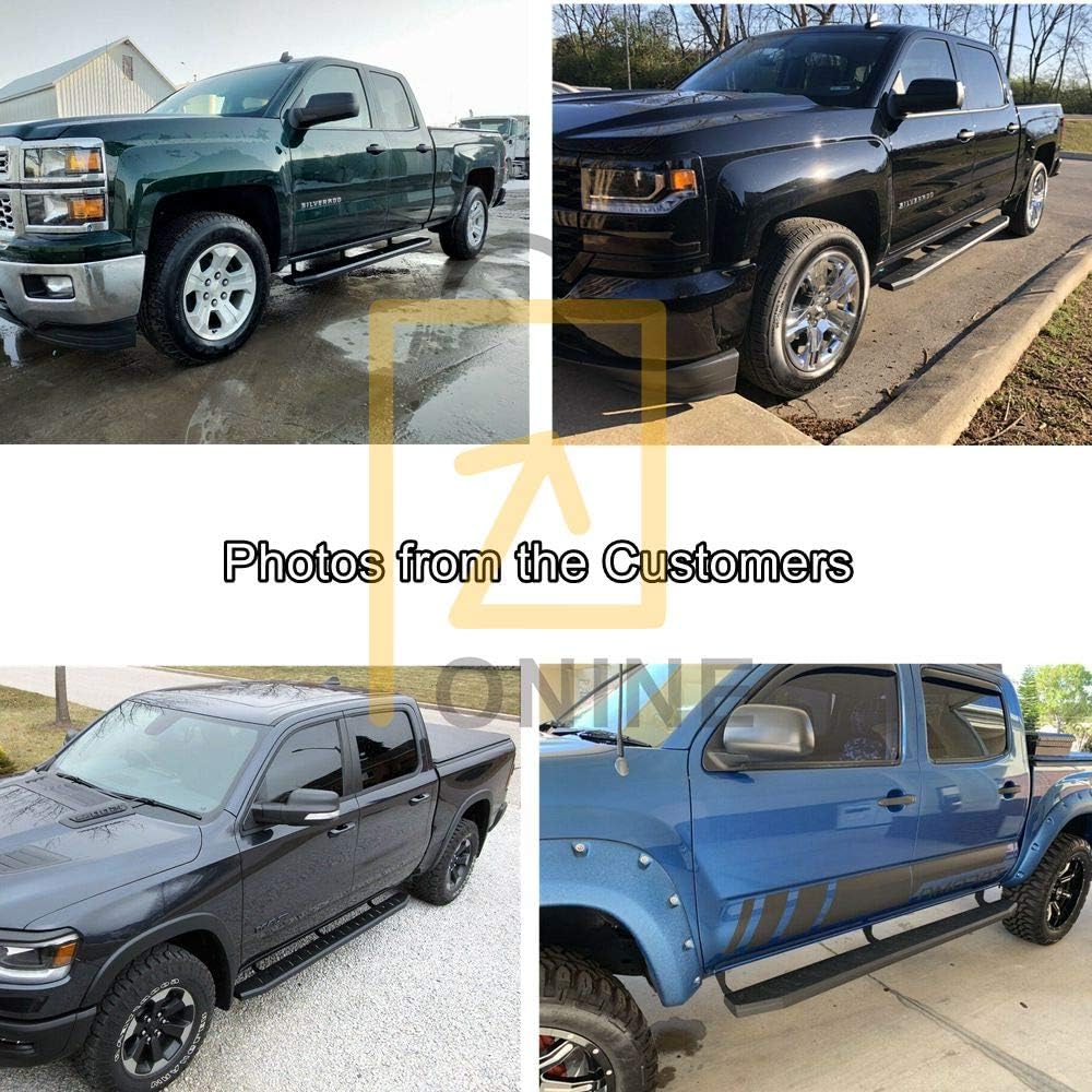 ONINE 6 Inch Black Running Boards Custom Fit 2019-2022 Chevy Silverado/Gmc Sierra 1500 & 2020-2022 Chevy Silverado/Gmc Sierra 2500/3500 Crew Cab Side