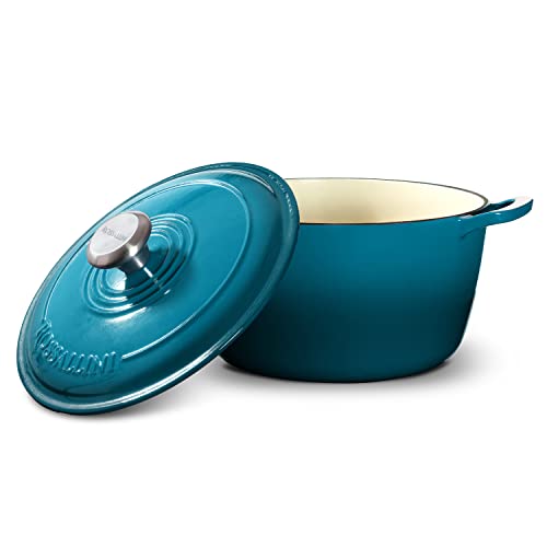 Signature Enameled Cast Iron Dutch Oven, Non-Stick Serving Pot with Tight Fitting Lid for Perfect Roasting, Baking, Sauteing