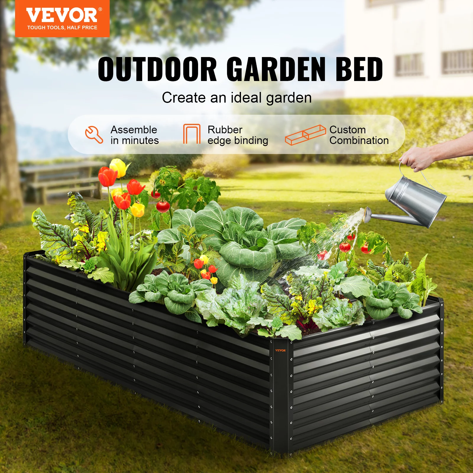 BENTISM Galvanized Raised Garden Bed