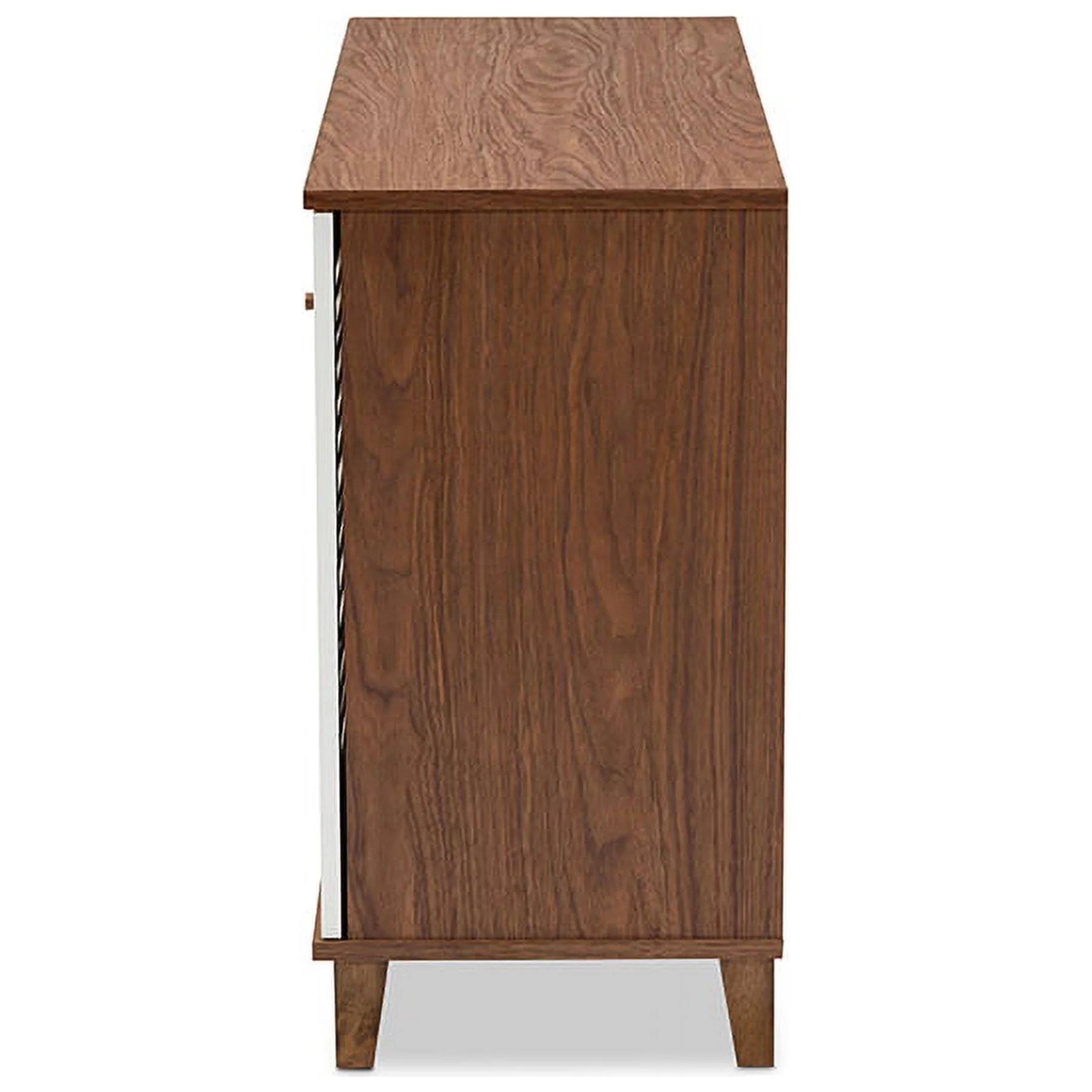 Coolidge Modern and Contemporary Walnut Finished 8-Shelf Wood Shoe Storage Cabinet