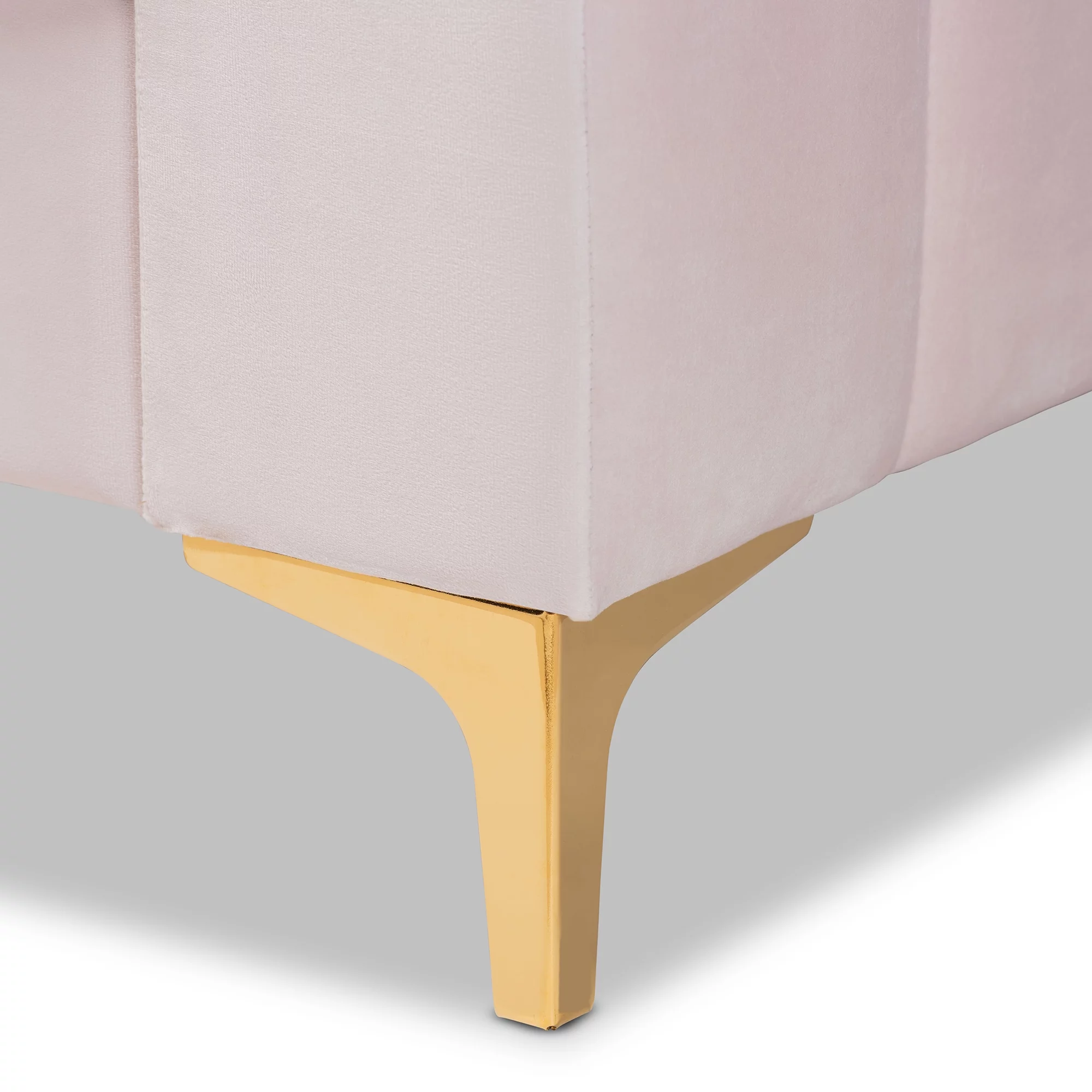Baxton Studio Oksana Modern Contemporary Glam and Luxe Light Pink Velvet Fabric Upholstered and Gold Finished Full Daybed