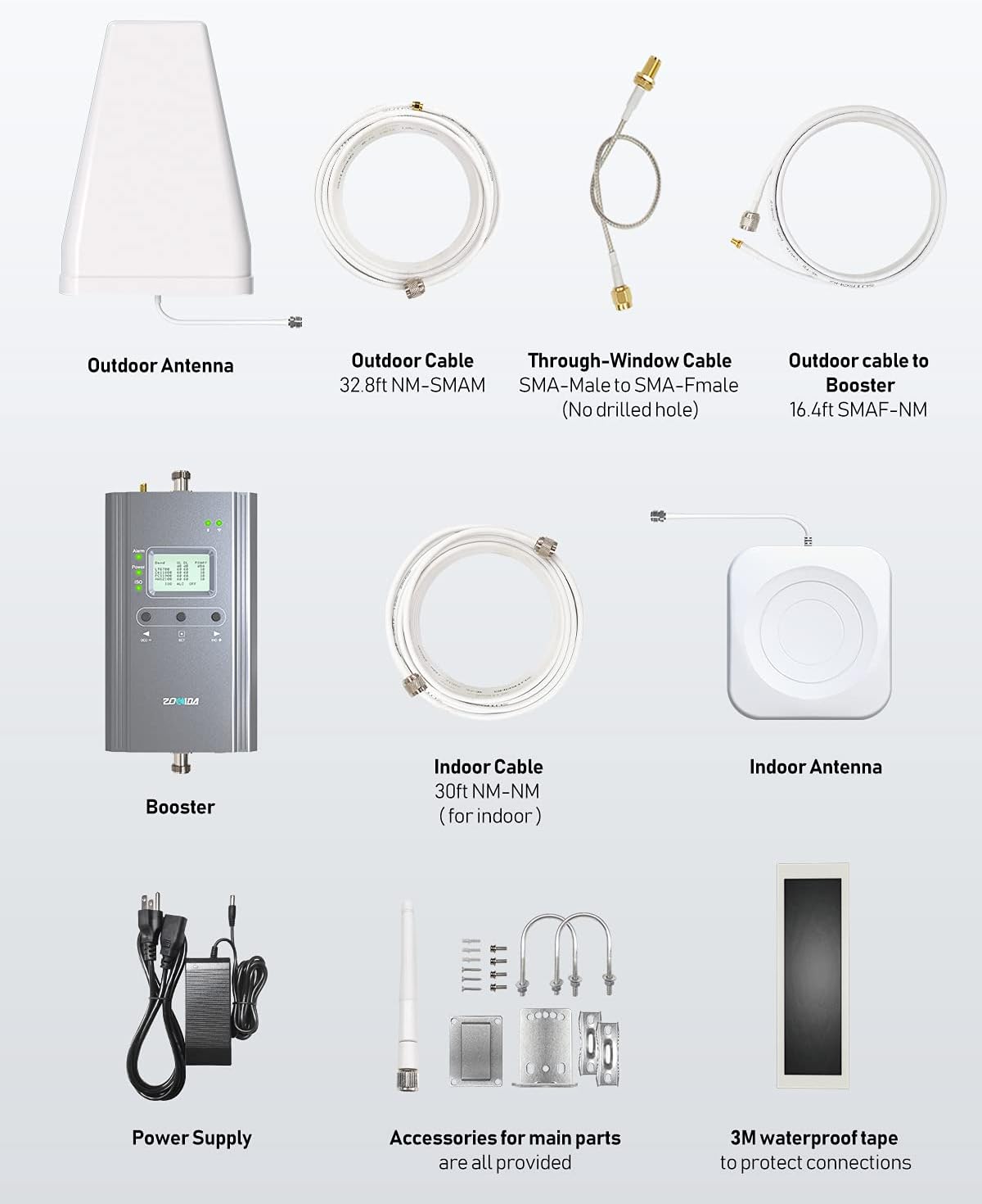 Zorida Cell Phone Booster for Home, 4,000 sq ft, APP Guide for Premium Signal, Remote Monitor, Support All US Carriers-Verizon, AT&T & More