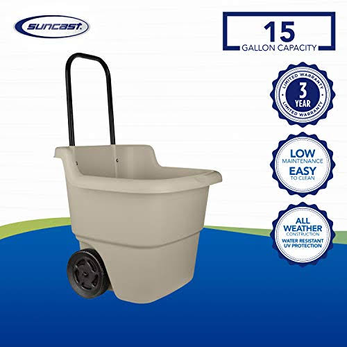 Suncast LC1250D 15.5-Gallon Capacity Poly Rolling Lawn Cart