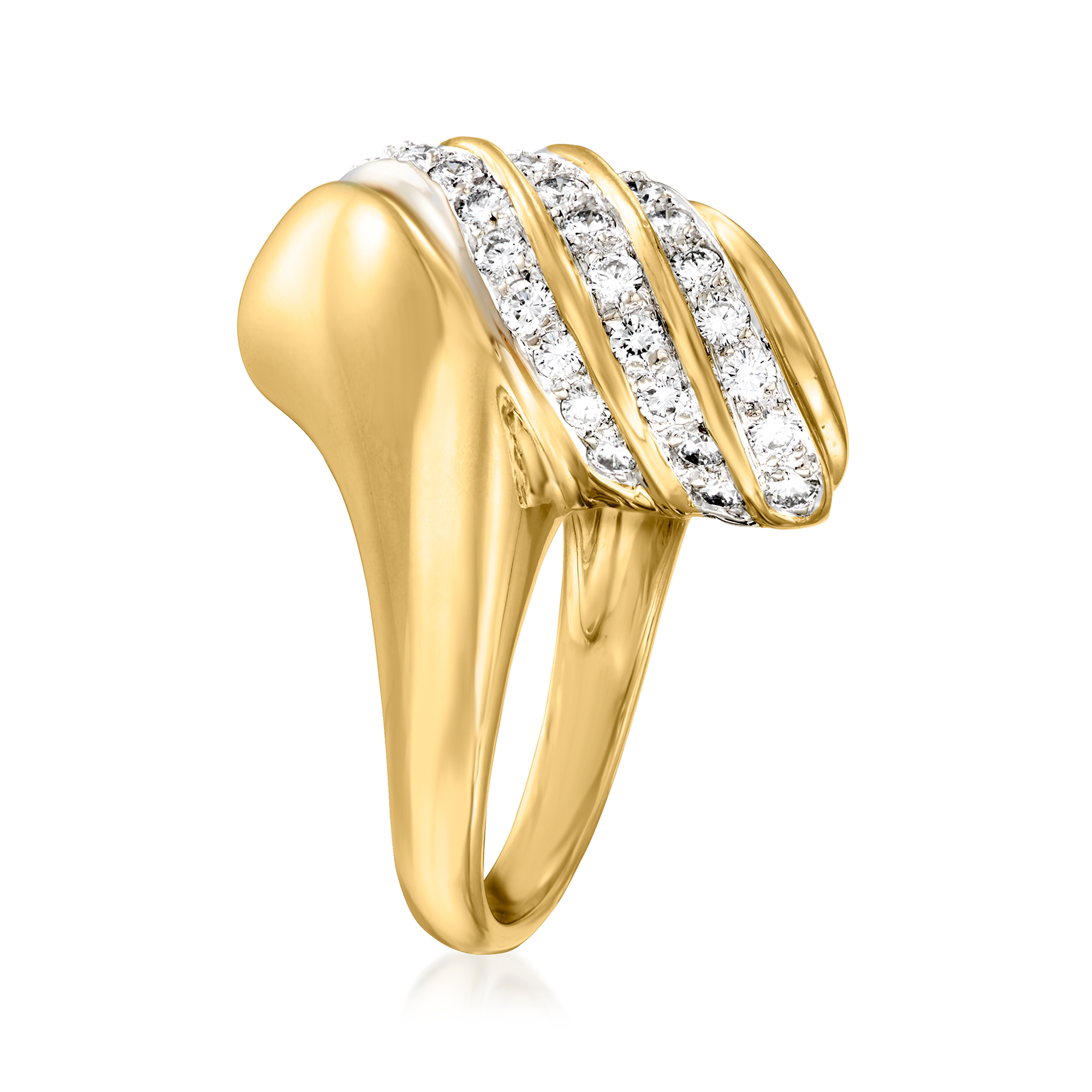 Pre-Owned Ross-Simons C. 1980 Vintage .75 ct. t.w. Diamond Swirl Cocktail Ring in 18kt Yellow Gold, Women's, Adult, (Good)
