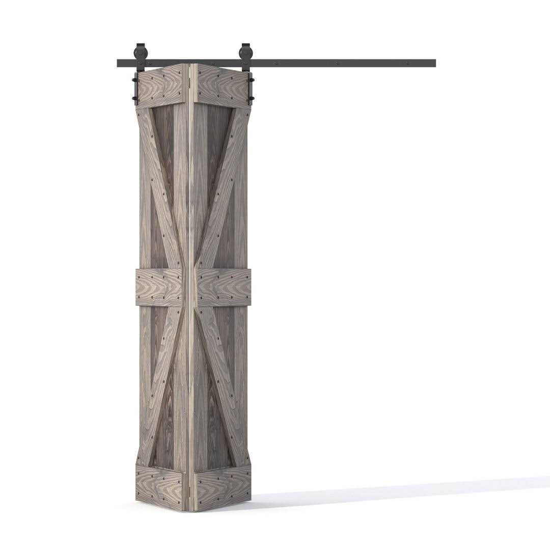 Coast Sequoia 30in./36in./60in./72in. x 84in. Embossing Pine Wood Bi-Fold Barn Door With Sliding Hardware Kit - Shop Hardware Tools Online Store